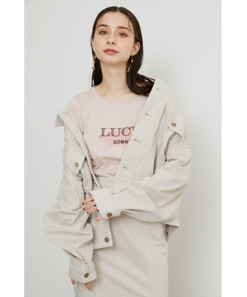 rienda（リエンダ）の「オーバーカラーデニムジャケット-U（デニムジャケット・レディース・ライトベージュ/ブラック・FREE）」の3枚目の写真