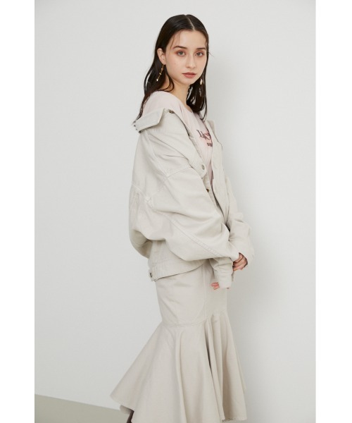 rienda（リエンダ）の「オーバーカラーデニムジャケット-U（デニムジャケット・レディース・ライトベージュ/ブラック・FREE）」の17枚目の写真