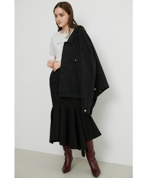 rienda（リエンダ）の「オーバーカラーデニムジャケット-U（デニムジャケット・レディース・ライトベージュ/ブラック・FREE）」の12枚目の写真