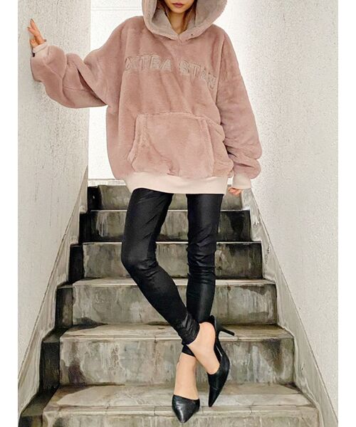 GYDA（ジェイダ）の「EXTRA STANエエコファーパーカー（パーカー・レディース・ベージュ/オフホワイト/ピンク・FREE）」の17枚目の写真