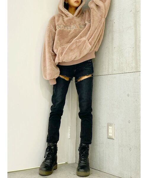 GYDA（ジェイダ）の「EXTRA STANエエコファーパーカー（パーカー・レディース・ベージュ/オフホワイト/ピンク・FREE）」の18枚目の写真