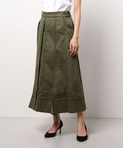 Bou Jeloud（ブージュルード）の「タックプリーツＳＫ（スカート・レディース・ベージュ/インディゴブルー/カーキ・38）」の2枚目の写真