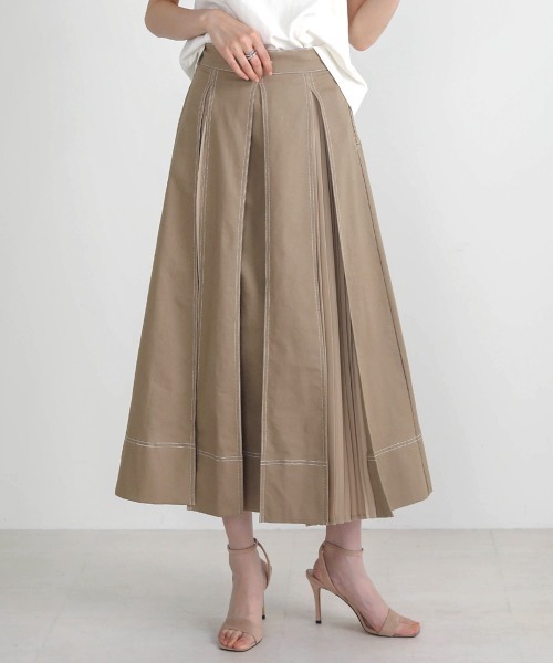 Bou Jeloud（ブージュルード）の「タックプリーツＳＫ（スカート・レディース・ベージュ/インディゴブルー/カーキ・38）」の7枚目の写真