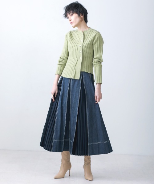 Bou Jeloud（ブージュルード）の「タックプリーツＳＫ（スカート・レディース・ベージュ/インディゴブルー/カーキ・38）」の6枚目の写真