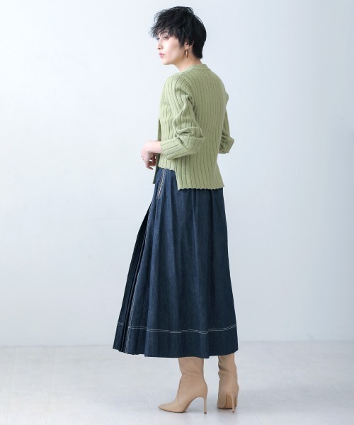 Bou Jeloud（ブージュルード）の「タックプリーツＳＫ（スカート・レディース・ベージュ/インディゴブルー/カーキ・38）」の5枚目の写真