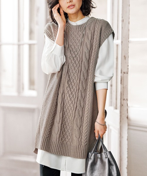 ケーブル柄ロングニットベスト ベスト Belluna ベルーナ のファッション通販 Zozotown