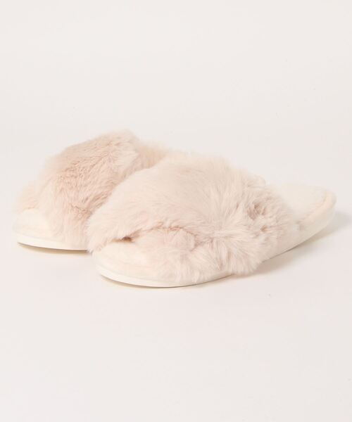 Monocoro toppi（モノコロトッピ）の「クロスバンド ファー もこもこ ルームシューズ サンダル（サンダル・レディース・グレー/アイボリー/モカ/ブルー/ピンク/キャメル・フリー）」の22枚目の写真