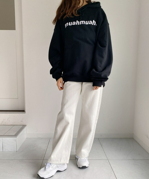 muahmuah(ムーアムーア)の「【muah muah/ムーアムーア】LOWER PRINTING OVERFIT HOODIE(パーカー・レディース・インディゴブルー/ブルー/ブラック/カーキ/ラベンダー/グレー/クリーム・FREE)」の22枚目の写真