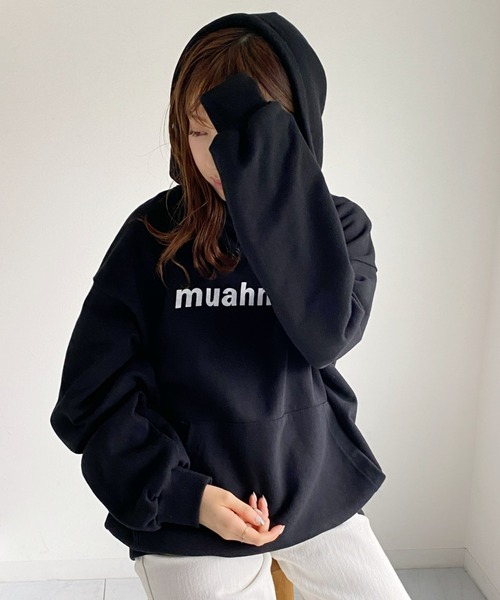 muahmuah(ムーアムーア)の「【muah muah/ムーアムーア】LOWER PRINTING OVERFIT HOODIE(パーカー・レディース・インディゴブルー/ブルー/ブラック/カーキ/ラベンダー/グレー/クリーム・FREE)」の20枚目の写真
