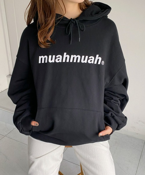 muahmuah(ムーアムーア)の「【muah muah/ムーアムーア】LOWER PRINTING OVERFIT HOODIE(パーカー・レディース・インディゴブルー/ブルー/ブラック/カーキ/ラベンダー/グレー/クリーム・FREE)」の17枚目の写真
