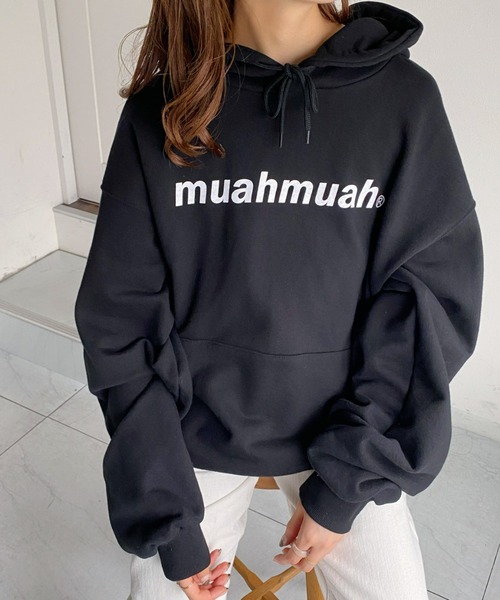 muahmuah(ムーアムーア)の「【muah muah/ムーアムーア】LOWER PRINTING OVERFIT HOODIE(パーカー・レディース・インディゴブルー/ブルー/ブラック/カーキ/ラベンダー/グレー/クリーム・FREE)」の19枚目の写真