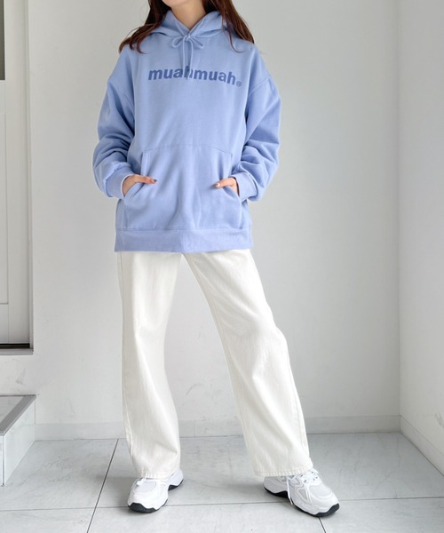 muahmuah(ムーアムーア)の「【muah muah/ムーアムーア】LOWER PRINTING OVERFIT HOODIE(パーカー・レディース・インディゴブルー/ブルー/ブラック/カーキ/ラベンダー/グレー/クリーム・FREE)」の11枚目の写真