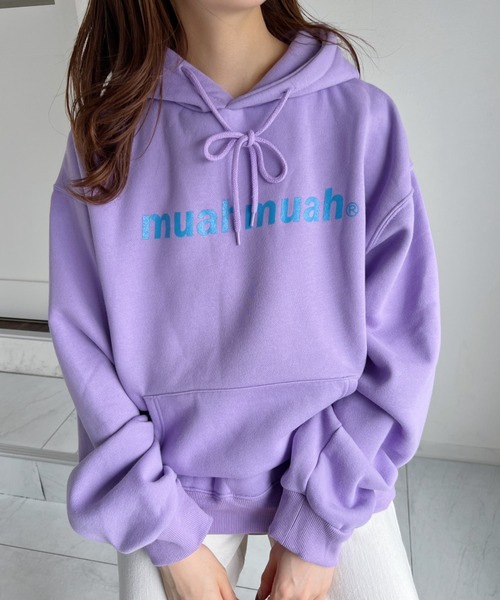 muahmuah(ムーアムーア)の「【muah muah/ムーアムーア】LOWER PRINTING OVERFIT HOODIE(パーカー・レディース・インディゴブルー/ブルー/ブラック/カーキ/ラベンダー/グレー/クリーム・FREE)」の12枚目の写真