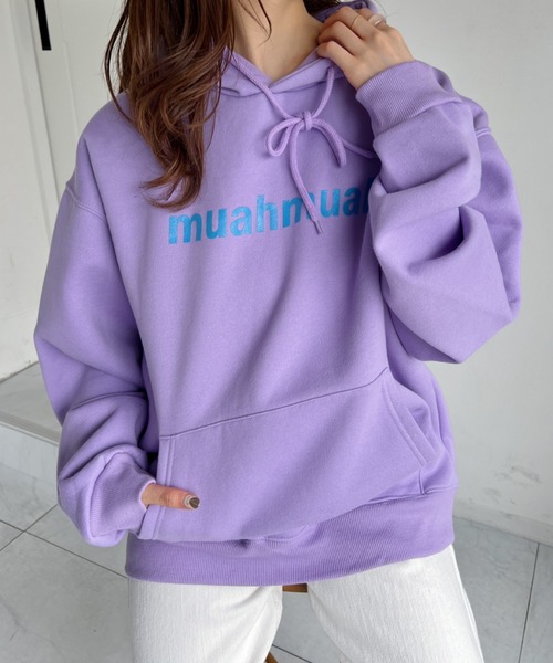 muahmuah(ムーアムーア)の「【muah muah/ムーアムーア】LOWER PRINTING OVERFIT HOODIE(パーカー・レディース・インディゴブルー/ブルー/ブラック/カーキ/ラベンダー/グレー/クリーム・FREE)」の13枚目の写真