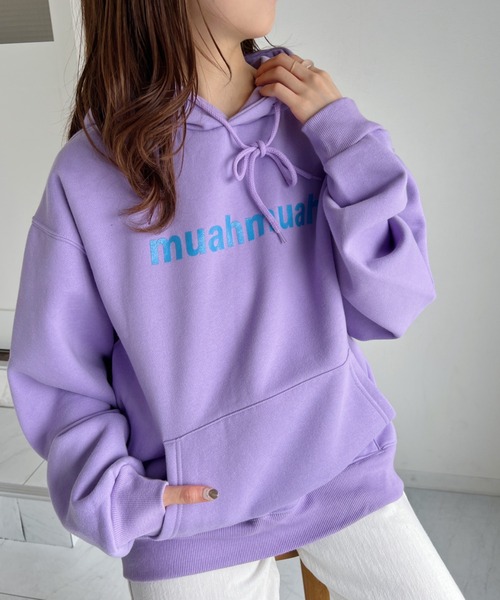 muahmuah(ムーアムーア)の「【muah muah/ムーアムーア】LOWER PRINTING OVERFIT HOODIE(パーカー・レディース・インディゴブルー/ブルー/ブラック/カーキ/ラベンダー/グレー/クリーム・FREE)」の14枚目の写真