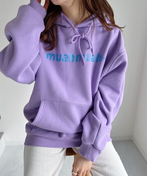 muahmuah(ムーアムーア)の「【muah muah/ムーアムーア】LOWER PRINTING OVERFIT HOODIE(パーカー・レディース・インディゴブルー/ブルー/ブラック/カーキ/ラベンダー/グレー/クリーム・FREE)」の15枚目の写真
