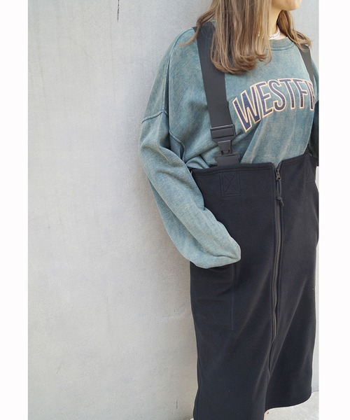 179/WG(イチナナキュウダブルジー)の「フリース ジャンパースカート(スカート・レディース・ブラック/グレー・MEDIUM)」の4枚目の写真