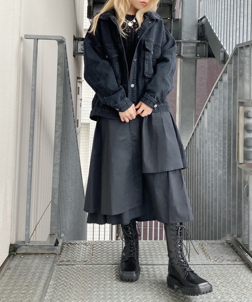 Figments（フィグメンツ）の「ブラックデニムジャケット（デニムジャケット・レディース・ブラック・FREE）」の2枚目の写真