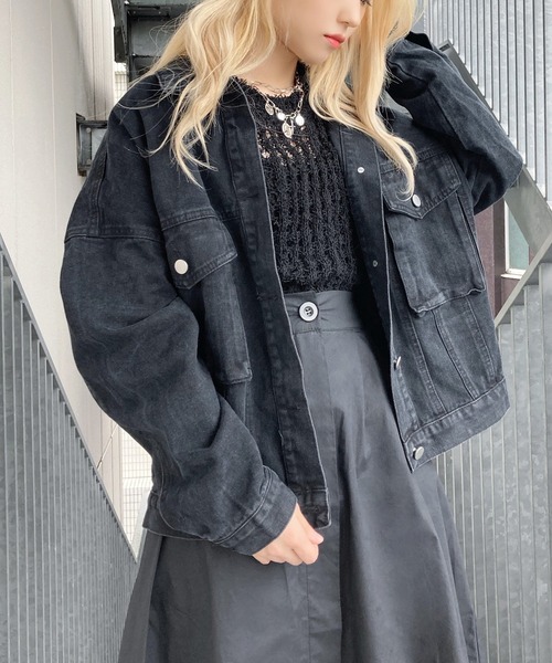 Figments（フィグメンツ）の「ブラックデニムジャケット（デニムジャケット・レディース・ブラック・FREE）」の15枚目の写真