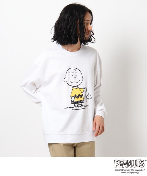 PEANUTS（ピーナッツ）の「◆PEANUTS/ピーナッツ キャラクターグラフィック ビッグシルエットスウェットTシャツ（Tシャツ/カットソー・メンズ・ブラック/ライトブルー/パープル系/アイボリー・04/02/03）」の2枚目の写真
