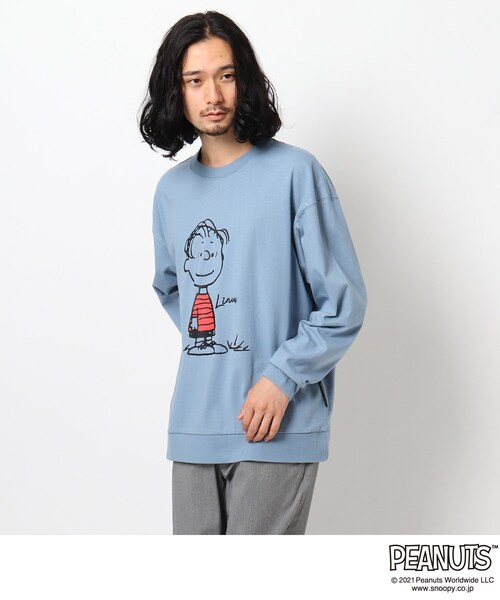 PEANUTS（ピーナッツ）の「◆PEANUTS/ピーナッツ キャラクターグラフィック ビッグシルエットスウェットTシャツ（Tシャツ/カットソー・メンズ・ブラック/ライトブルー/パープル系/アイボリー・04/02/03）」の3枚目の写真