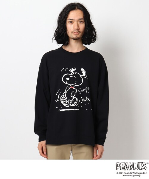 PEANUTS（ピーナッツ）の「◆PEANUTS/ピーナッツ キャラクターグラフィック ビッグシルエットスウェットTシャツ（Tシャツ/カットソー・メンズ・ブラック/ライトブルー/パープル系/アイボリー・04/02/03）」の17枚目の写真