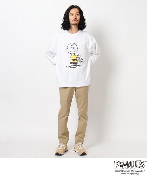 PEANUTS（ピーナッツ）の「◆PEANUTS/ピーナッツ キャラクターグラフィック ビッグシルエットスウェットTシャツ（Tシャツ/カットソー・メンズ・ブラック/ライトブルー/パープル系/アイボリー・04/02/03）」の14枚目の写真