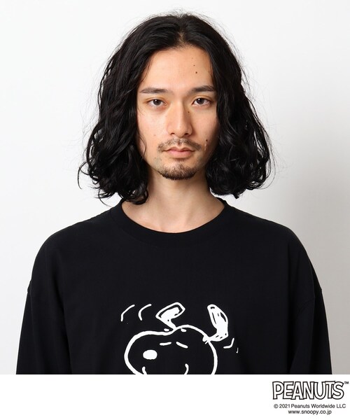 PEANUTS（ピーナッツ）の「◆PEANUTS/ピーナッツ キャラクターグラフィック ビッグシルエットスウェットTシャツ（Tシャツ/カットソー・メンズ・ブラック/ライトブルー/パープル系/アイボリー・04/02/03）」の18枚目の写真