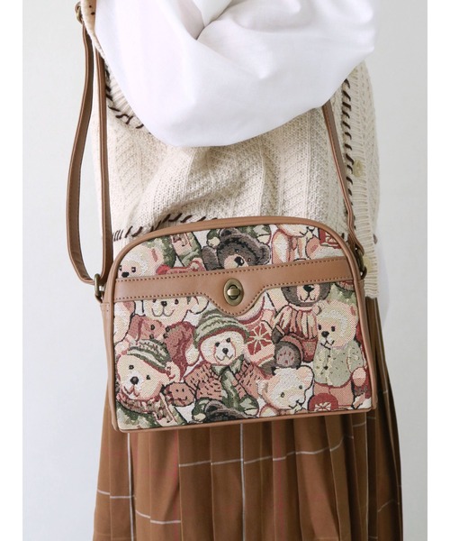 ehka sopo（エヘカソポ）の「ゴブラン／フェイクレザーアソートショルダーバッグ（ショルダーバッグ・レディース・ダークブラウン/ブラウン/キャメル・ﾌﾘ-）」の3枚目の写真