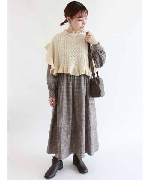 ehka sopo（エヘカソポ）の「ゴブラン／フェイクレザーアソートショルダーバッグ（ショルダーバッグ・レディース・ダークブラウン/ブラウン/キャメル・ﾌﾘ-）」の7枚目の写真