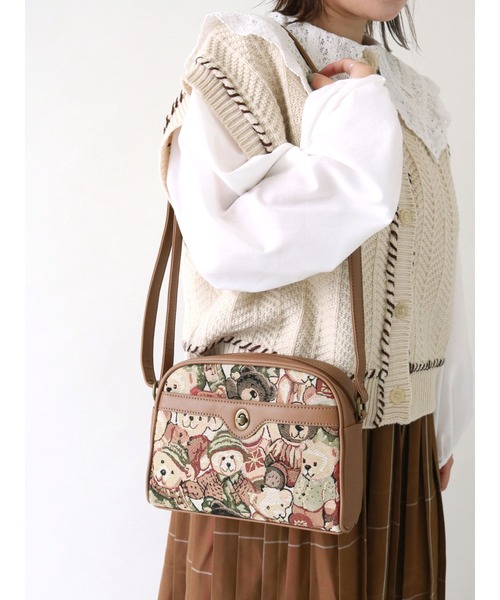 ehka sopo（エヘカソポ）の「ゴブラン／フェイクレザーアソートショルダーバッグ（ショルダーバッグ・レディース・ダークブラウン/ブラウン/キャメル・ﾌﾘ-）」の11枚目の写真