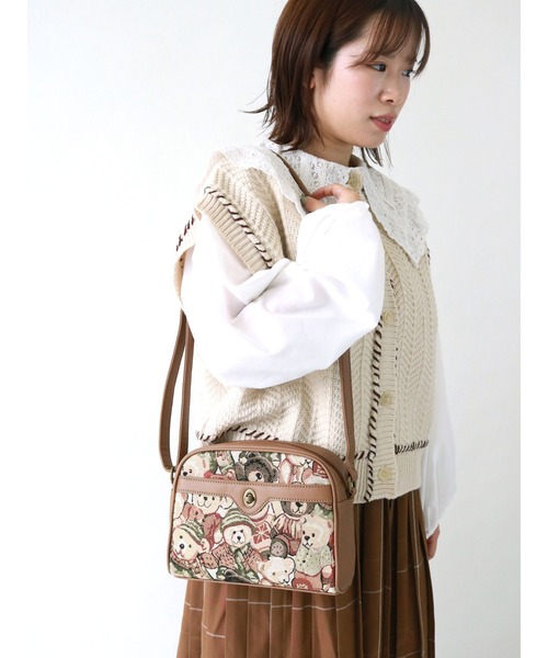 ehka sopo（エヘカソポ）の「ゴブラン／フェイクレザーアソートショルダーバッグ（ショルダーバッグ・レディース・ダークブラウン/ブラウン/キャメル・ﾌﾘ-）」の10枚目の写真