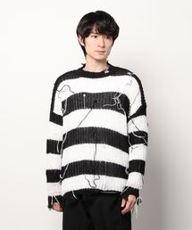 XU | 【XU】damage border knit(ニット/セーター)