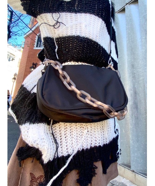 XU（エックスユー）の「【XU/エックスユー】damage border knit/ニット ダメージ ダメージニット ボーダーニット ボーダー（ニット/セーター・メンズ・ブラック・ONE SIZE）」の13枚目の写真