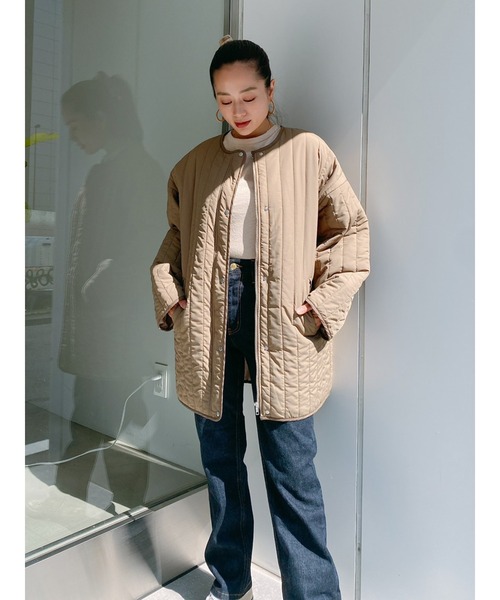 Vicente（ヴィセンテ）の「Light quilting coat（その他アウター・レディース・ブラウン/オフホワイト・FREE）」の4枚目の写真