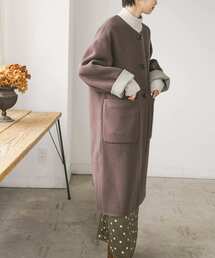 URBAN RESEARCH | バイカラーリバーノーカラーコート(ノーカラージャケット)