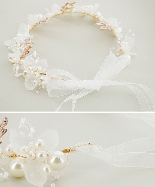 Catherine Cottage（キャサリンコテージ）の「フラワーティアラ リボンカチューシャ（カチューシャ・キッズ・ホワイト・FREE）」の4枚目の写真