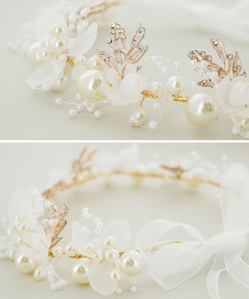 Catherine Cottage（キャサリンコテージ）の「フラワーティアラ リボンカチューシャ（カチューシャ・キッズ・ホワイト・FREE）」の3枚目の写真