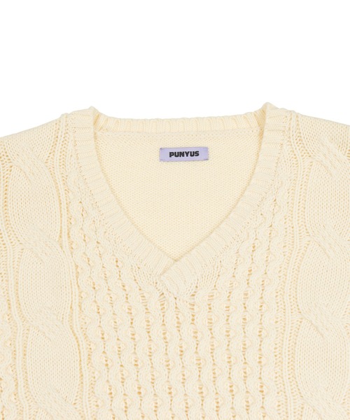 PUNYUS（プニュズ）の「2WAYケーブル編みニット（ニット/セーター・レディース・ブラック/オフホワイト/グリーン・1/2/4/3）」の14枚目の写真