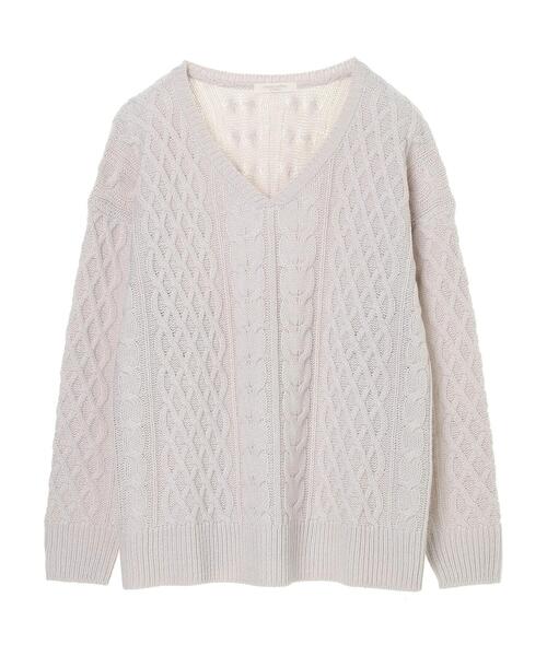 Green　Parks（グリーンパークス）の「Vネックケーブルニットプルオーバー＊（ニット/セーター・レディース・チャコールグレー/ライトグレー/レッド/グリーン/アイボリー/キャメル・FREE）」の22枚目の写真