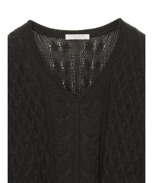 Green　Parks（グリーンパークス）の「Vネックケーブルニットプルオーバー＊（ニット/セーター・レディース・チャコールグレー/ライトグレー/レッド/グリーン/アイボリー/キャメル・FREE）」の10枚目の写真