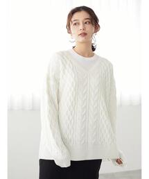 Green　Parks | Vネックケーブルニットプルオーバー＊(ニット/セーター)