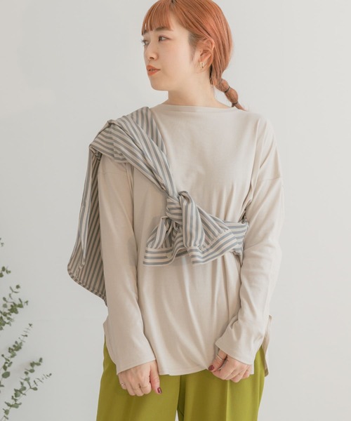ITEMS URBANRESEARCH(アイテムズ アーバンリサーチ)の「スソラウンドロングTシャツ(Tシャツ/カットソー・レディース・チャコールグレー/ベージュ/オフホワイト・FREE)」の18枚目の写真