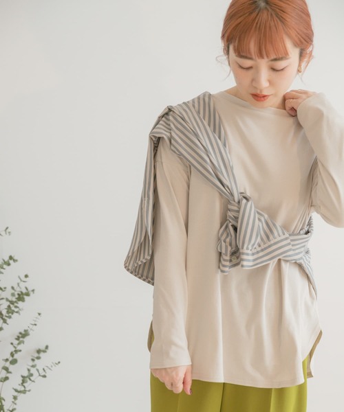 ITEMS URBANRESEARCH(アイテムズ アーバンリサーチ)の「スソラウンドロングTシャツ(Tシャツ/カットソー・レディース・チャコールグレー/ベージュ/オフホワイト・FREE)」の19枚目の写真