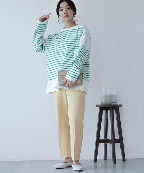 frames RAY CASSIN(フレームスレイカズン)の「ビッグパネルボーダーTシャツ(Tシャツ/カットソー・レディース・ブラック/ピンク/イエロー/グリーン/ネイビー系・FREE)」の12枚目の写真