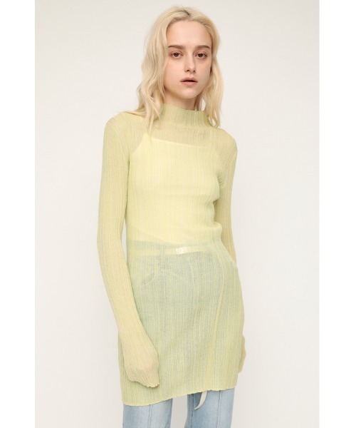 SLY(スライ)の「SHEER TUNIC TOPS シアートニック トップス(Tシャツ/カットソー・レディース・ライム/アイボリー/ブラック・FREE)」の1枚目の写真