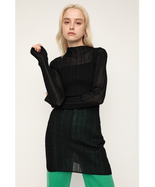 SLY(スライ)の「SHEER TUNIC TOPS シアートニック トップス(Tシャツ/カットソー・レディース・ライム/アイボリー/ブラック・FREE)」の3枚目の写真