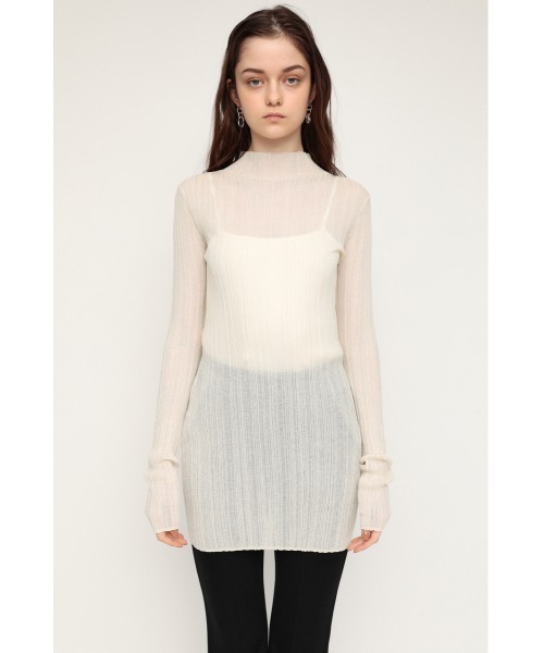 SLY(スライ)の「SHEER TUNIC TOPS シアートニック トップス(Tシャツ/カットソー・レディース・ライム/アイボリー/ブラック・FREE)」の6枚目の写真
