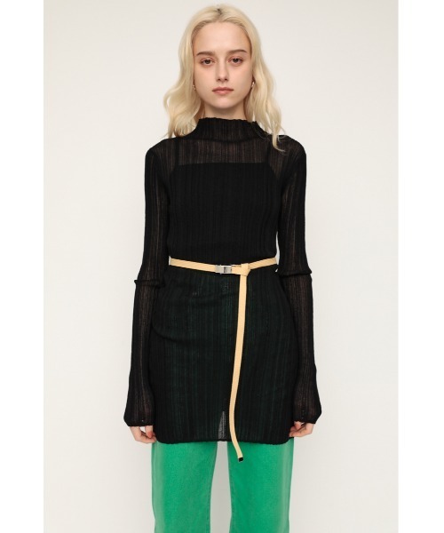 SLY(スライ)の「SHEER TUNIC TOPS シアートニック トップス(Tシャツ/カットソー・レディース・ライム/アイボリー/ブラック・FREE)」の14枚目の写真