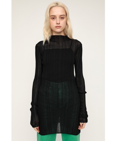 SLY(スライ)の「SHEER TUNIC TOPS シアートニック トップス(Tシャツ/カットソー・レディース・ライム/アイボリー/ブラック・FREE)」の4枚目の写真